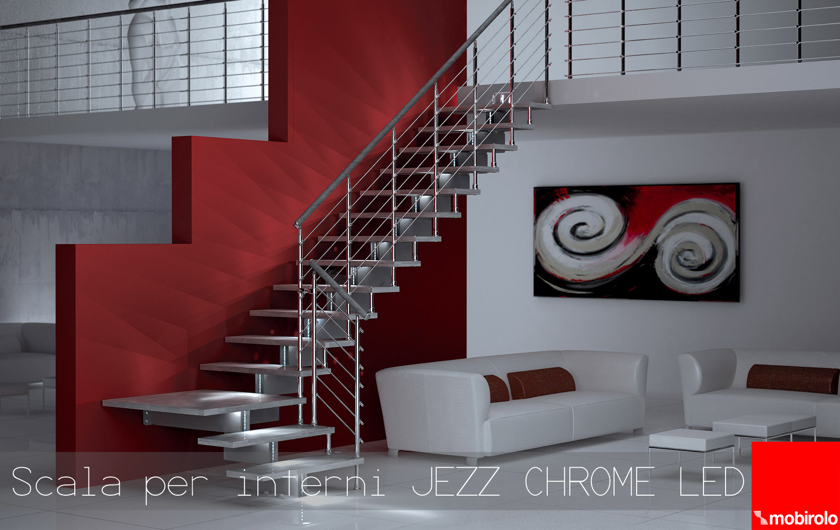 you want to change your old wooden stair choose the modern jezz chrome with led system