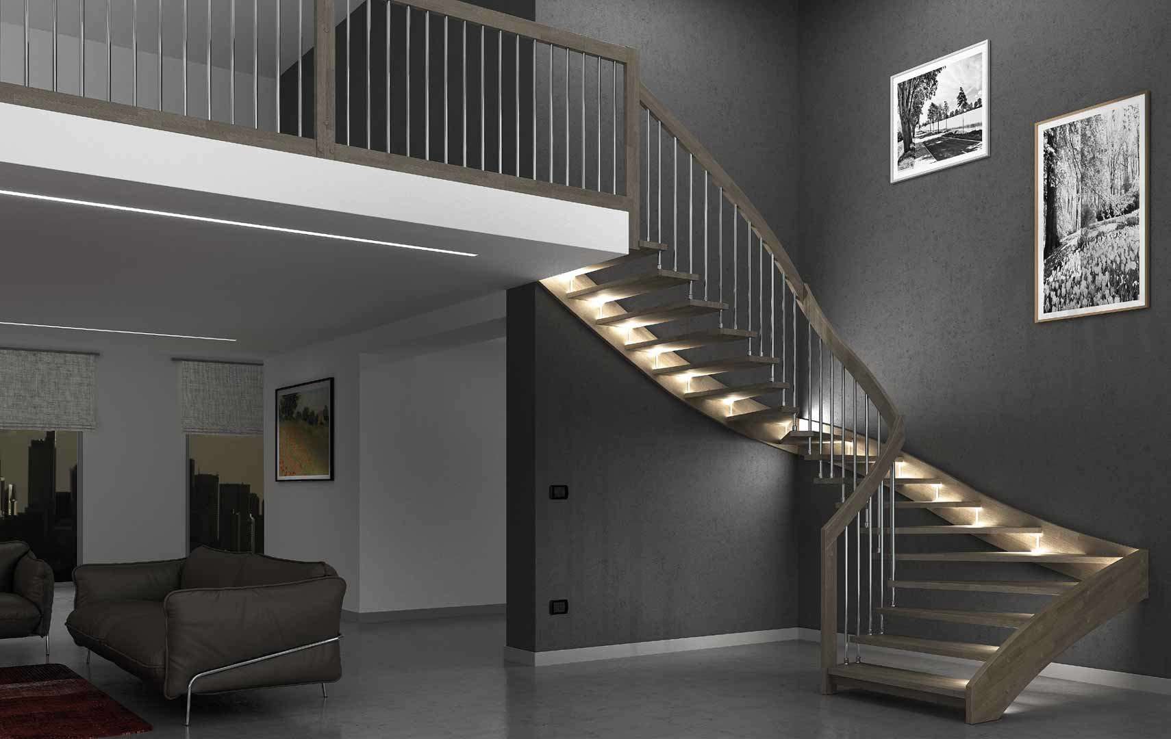 Fly chrome LED, Escalier moderne avec led escalier design