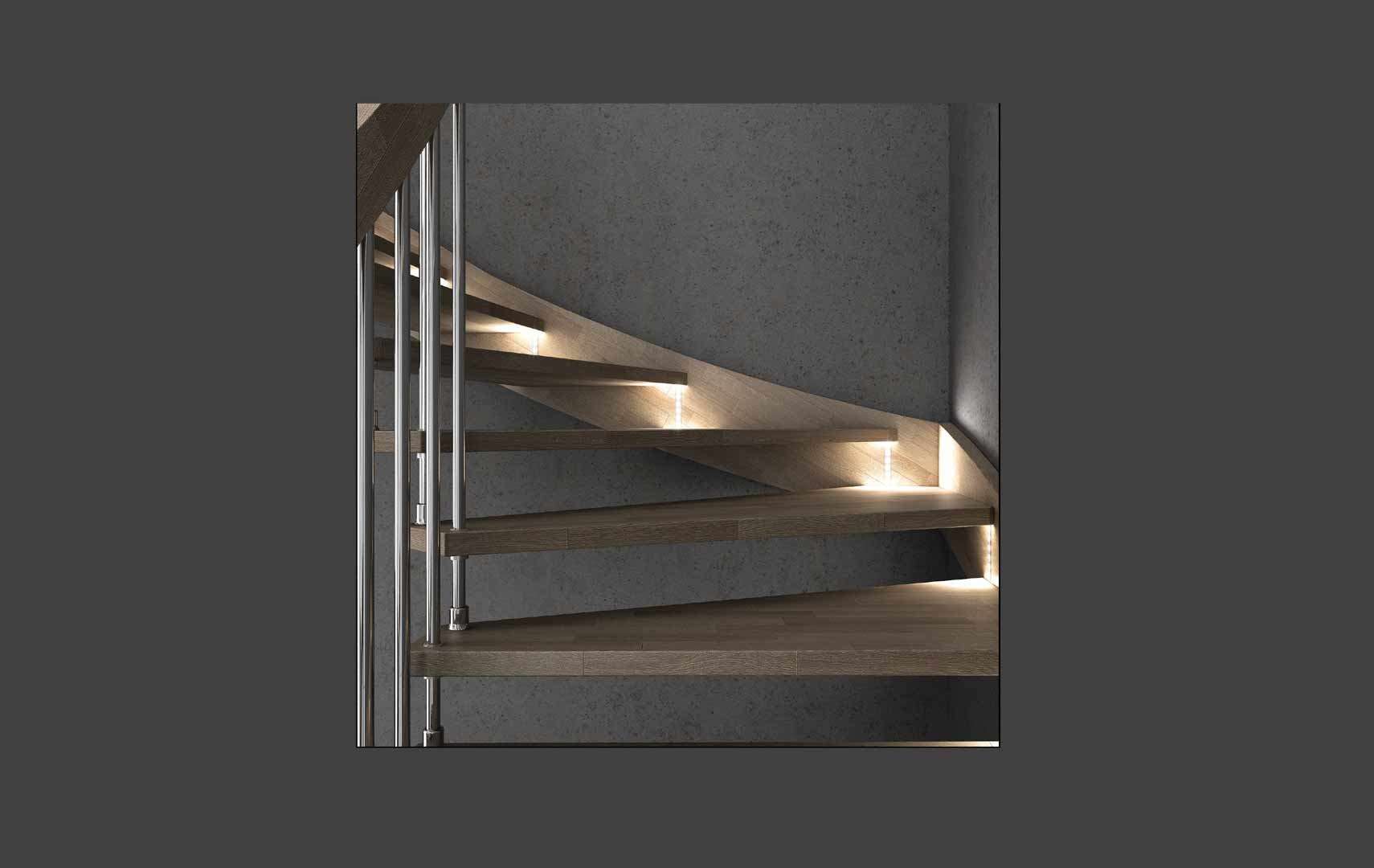 Fly chrome LED, Escalier moderne avec led escalier design