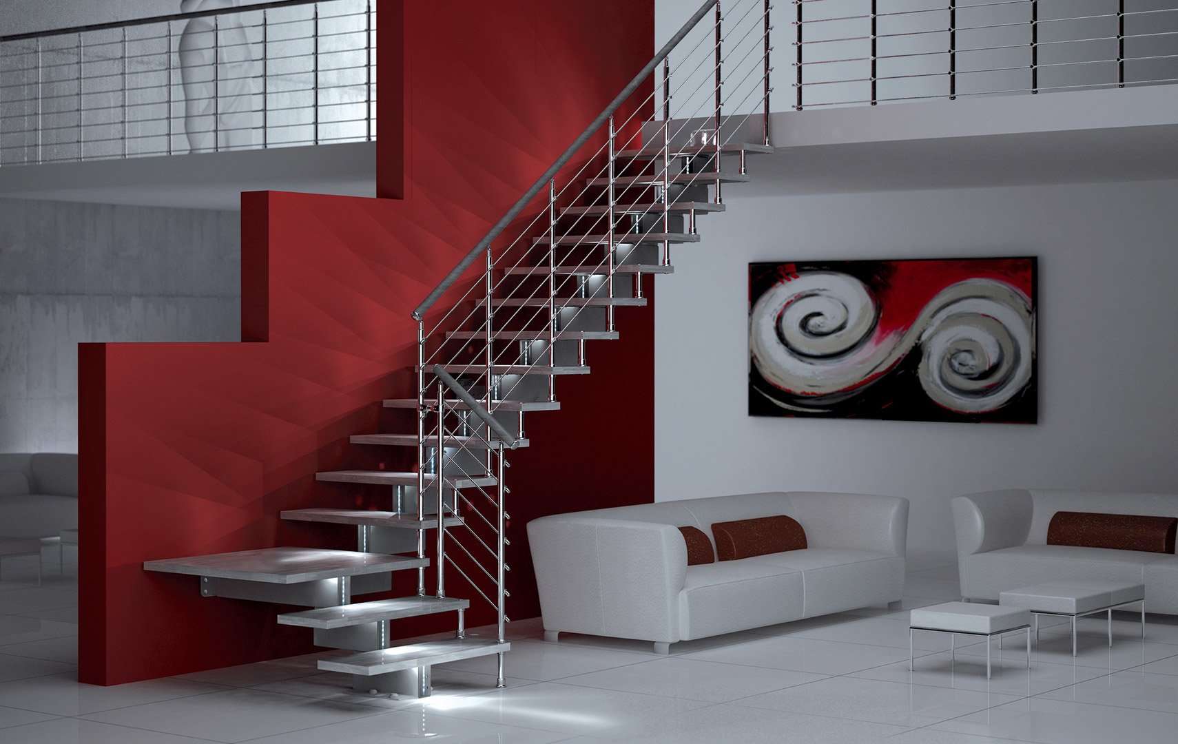 Jazz chrome LED, Escalier moderne avec led escalier design