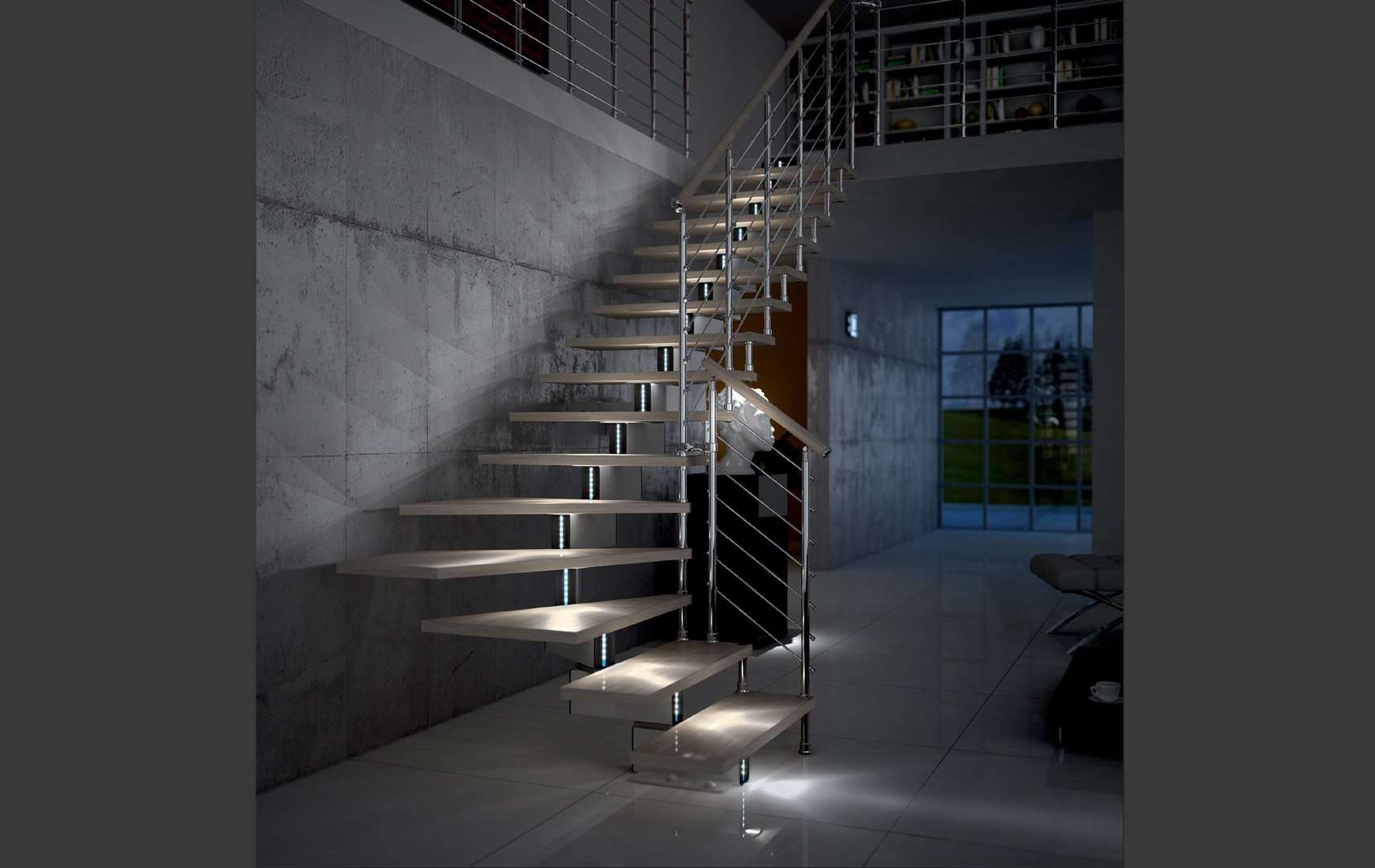 Jazz chrome LED, Escalier moderne avec led escalier design