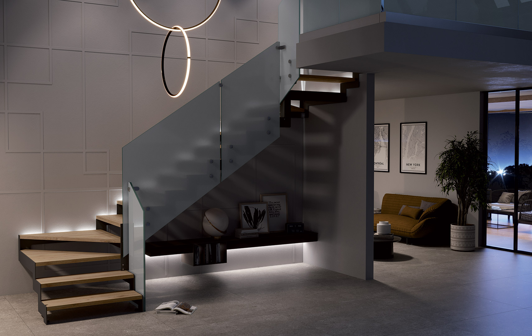 Rexal XR, Escalier moderne, escalier en verre