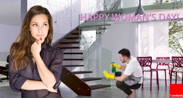 8 Mars, journ�e internationale de la femme : hommes qui nettoient la maison comme cadeau id�al 