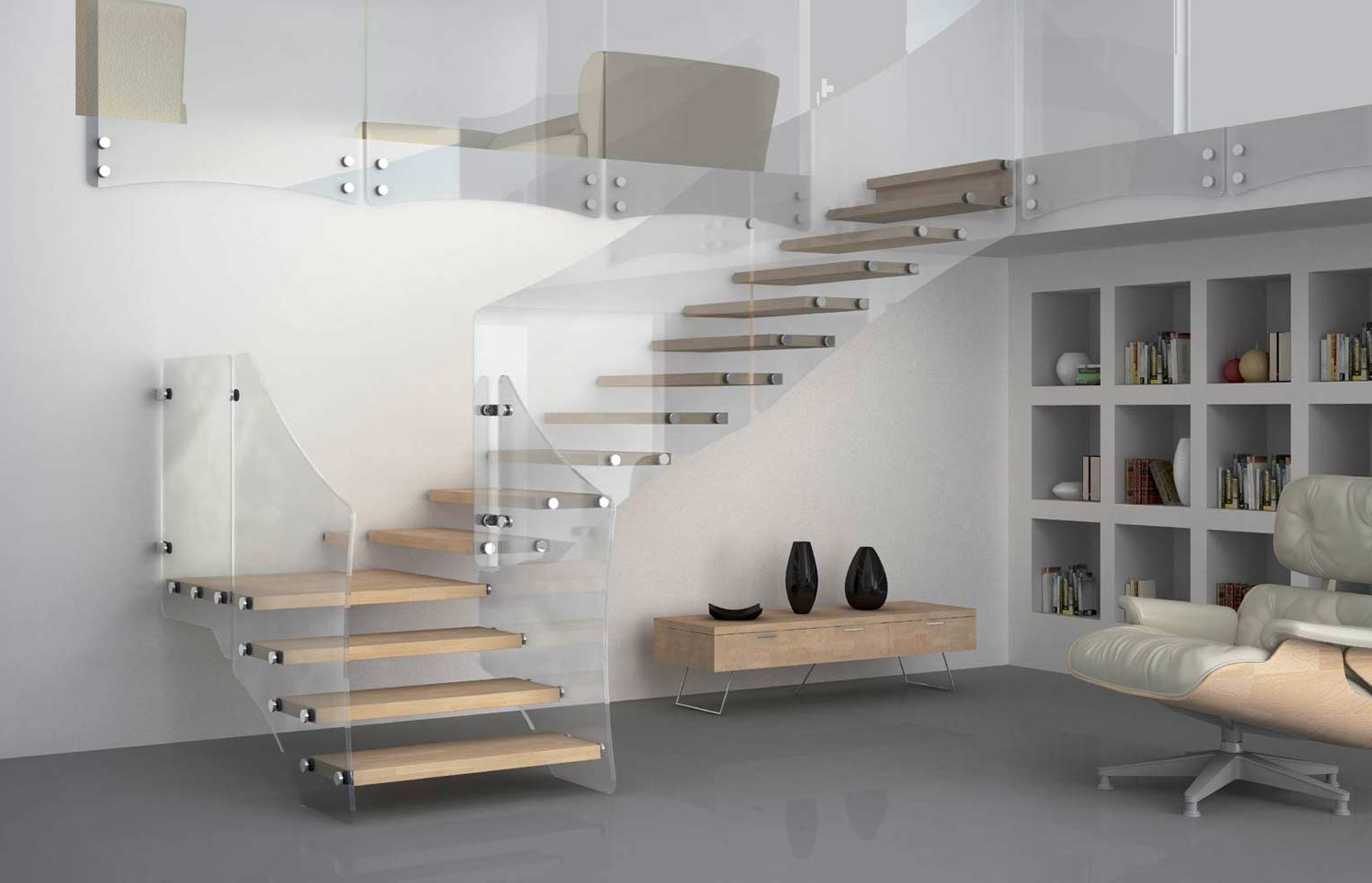 modern stairs with glass railing left to conquer by mobirolo models
