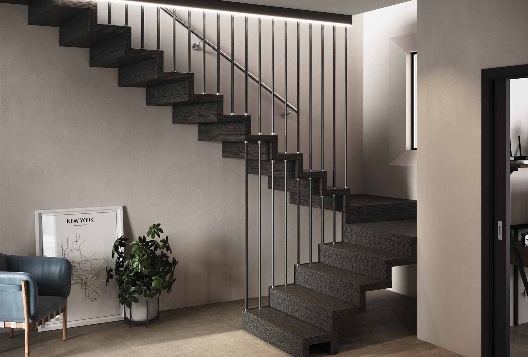 up the staircase that challenges verticality with style